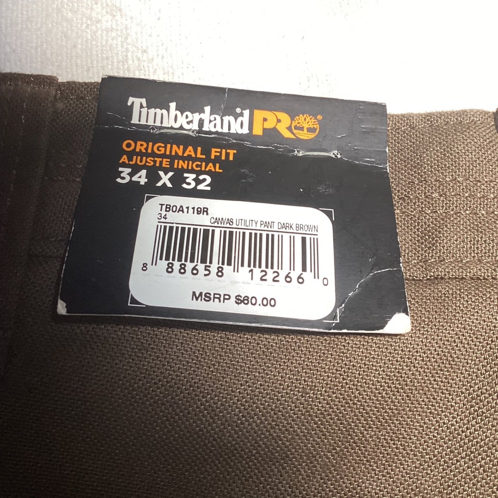 Timberland PRO Mens 34x32 Original Fit Canvas Utility Cargo Pants Dark Brown NEW - Picture 6 of 10